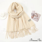 Winter Cashmere Long Warm Hijab Wrap Solid Pashmina Scarf Female