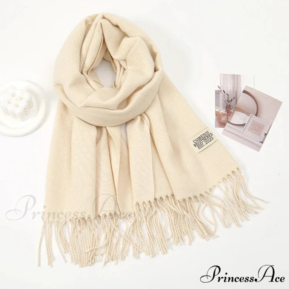 Winter Cashmere Long Warm Hijab Wrap Solid Pashmina Scarf Female