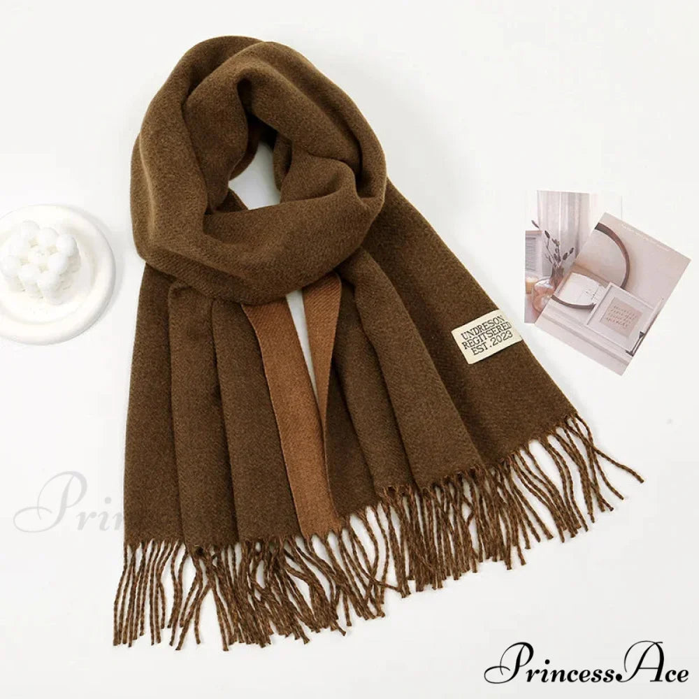 Winter Cashmere Long Warm Hijab Wrap Solid Pashmina Scarf Female