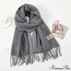 Winter Cashmere Long Warm Hijab Wrap Solid Pashmina Scarf Female