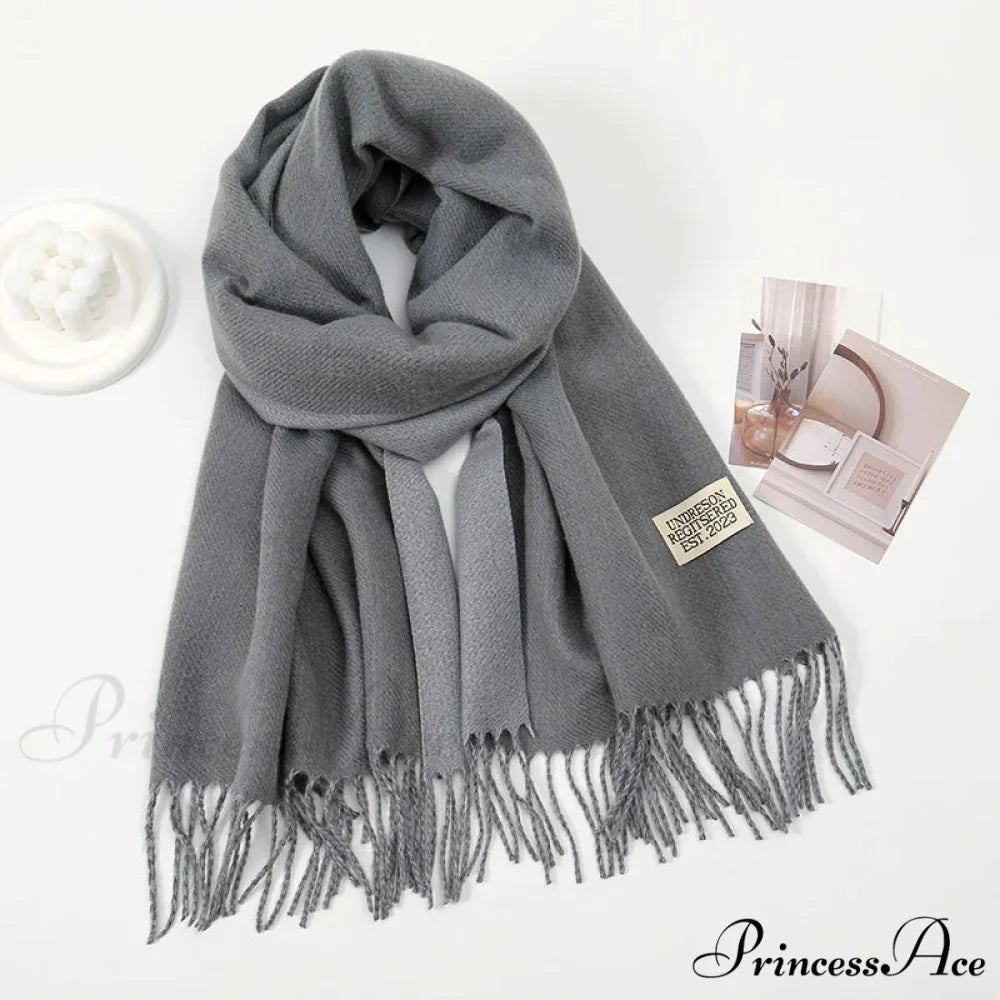 Winter Cashmere Long Warm Hijab Wrap Solid Pashmina Scarf Female