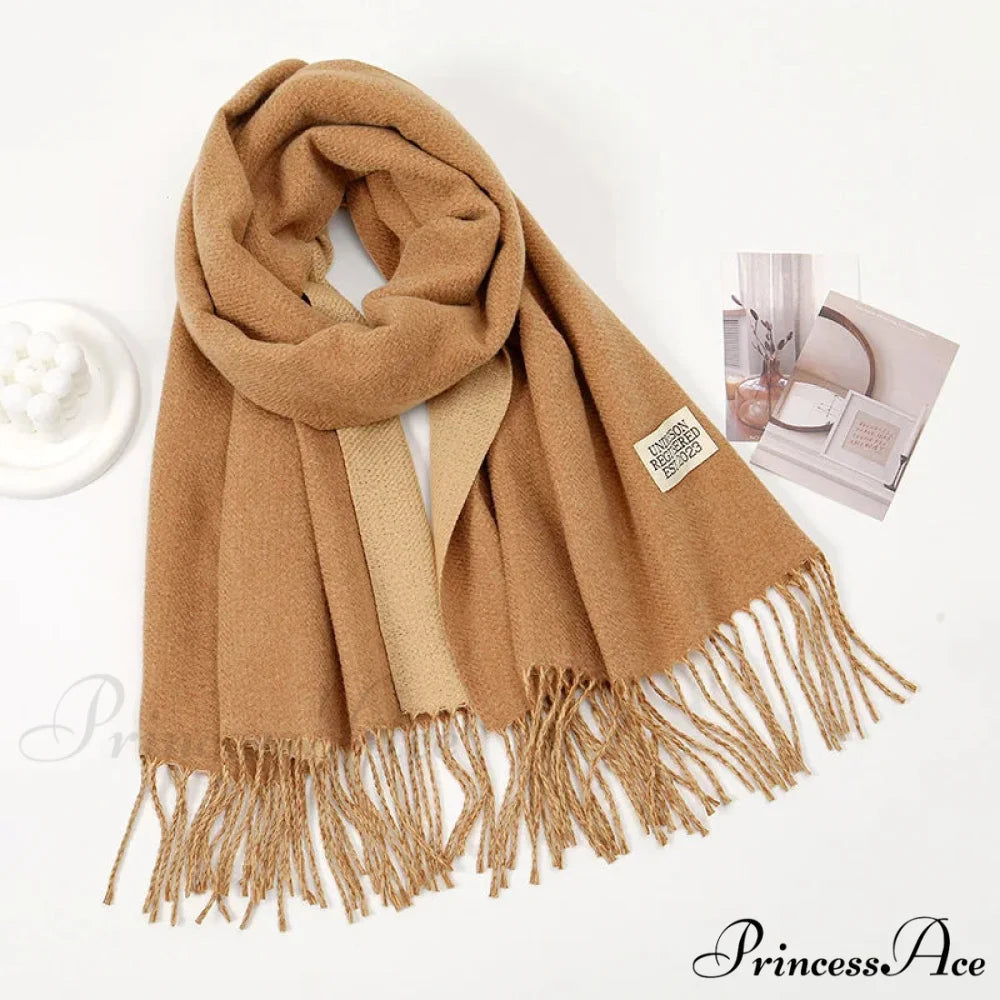 Winter Cashmere Long Warm Hijab Wrap Solid Pashmina Scarf Female
