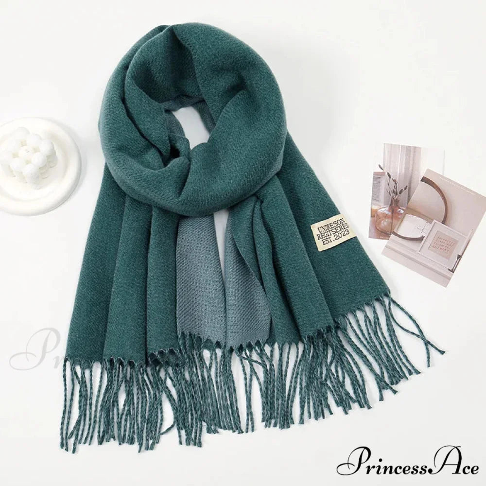 Winter Cashmere Long Warm Hijab Wrap Solid Pashmina Scarf Female