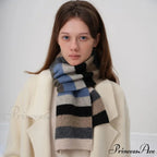 Winter Cashmere Shawl Women Colorful Striped Neck Scarf