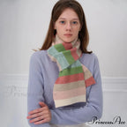 Winter Cashmere Shawl Women Colorful Striped Neck Scarf