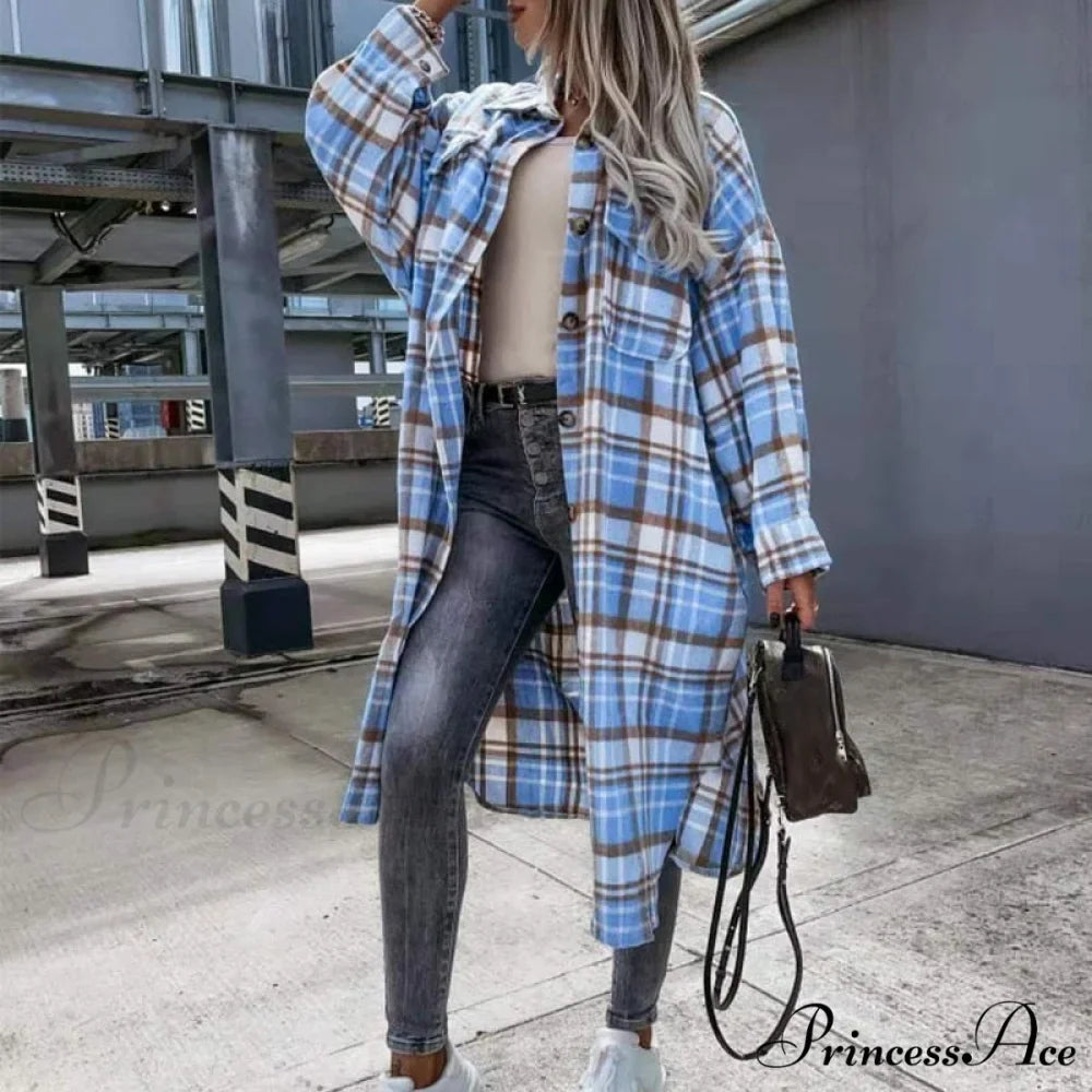 Winter Casual Turn-down Collar Wool Coat Long Sleeve Loose Outwear