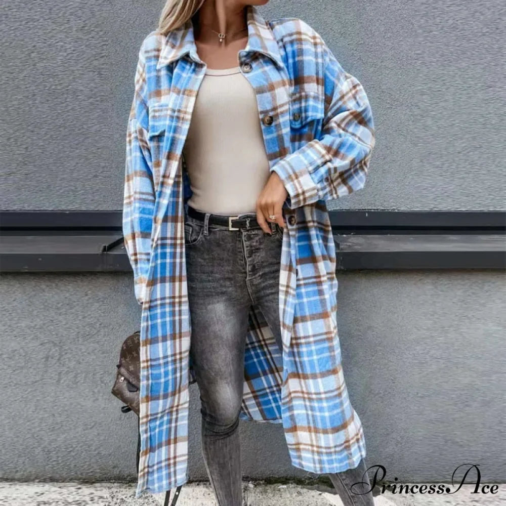 Winter Casual Turn-down Collar Wool Coat Long Sleeve Loose Outwear