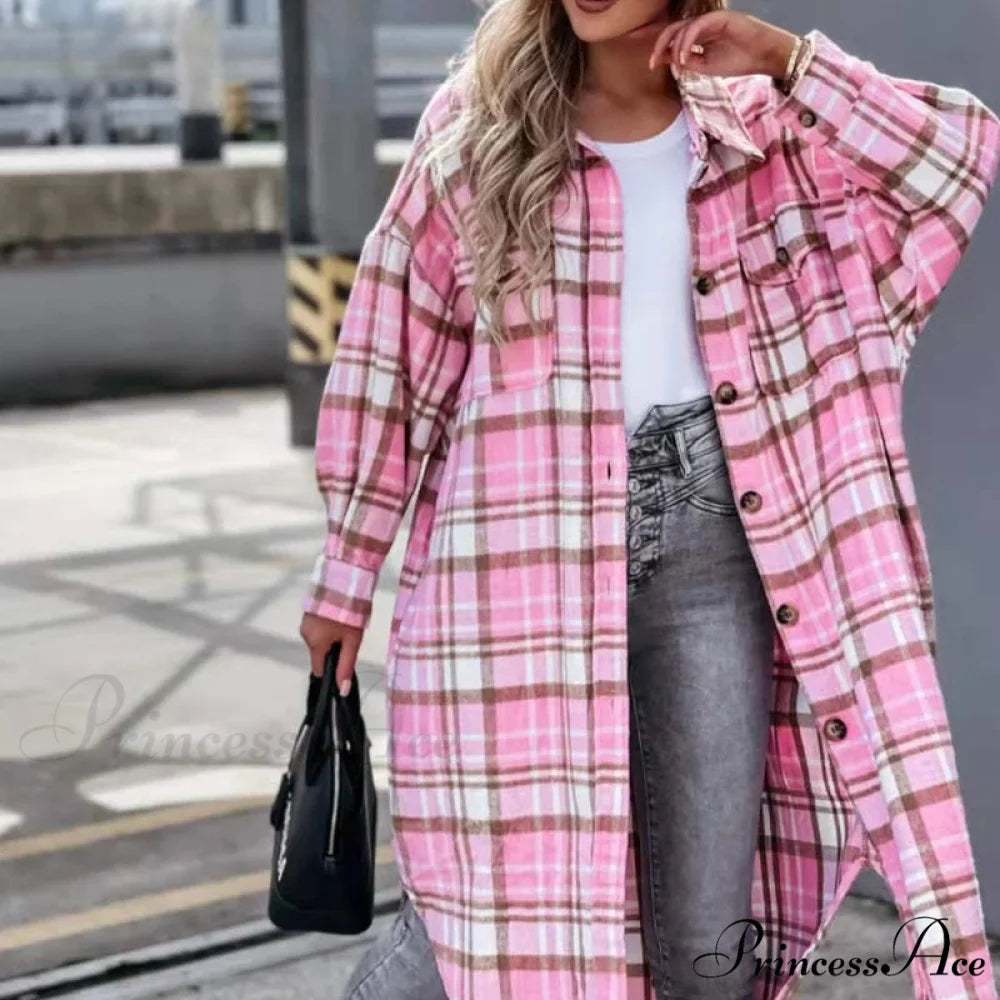 Winter Casual Turn-down Collar Wool Coat Long Sleeve Loose Outwear