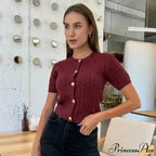 Winter Knit Ribbed Short Sleeve Cardigan