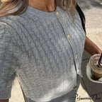 Winter Knit Ribbed Short Sleeve Cardigan