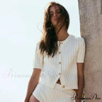 Winter Knit Ribbed Short Sleeve Cardigan