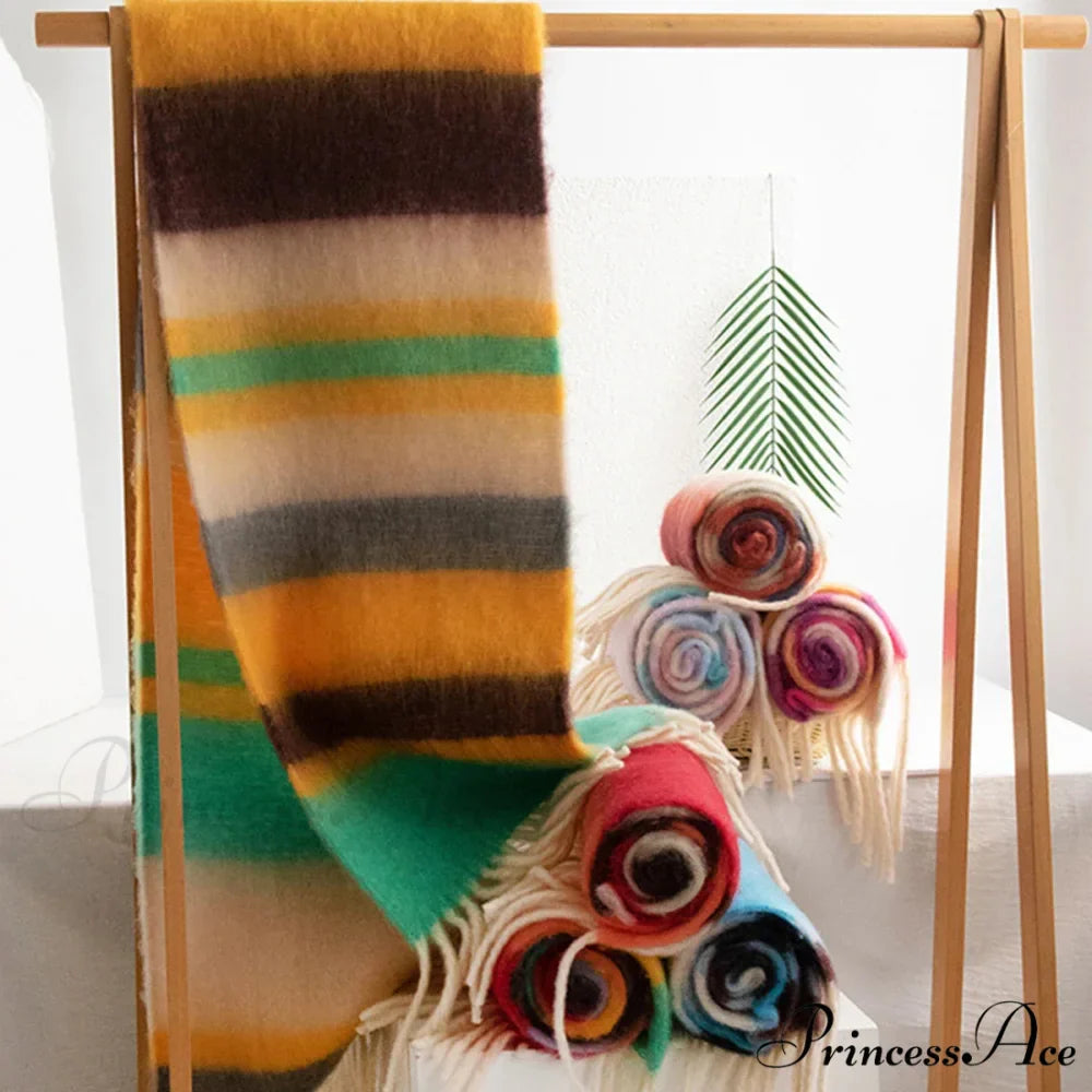 Winter Plaid Cashmere Poncho Tassel Scarf - Luxury Warm Thickened Unisex