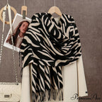 Winter Plaid Cashmere Poncho Tassel Scarf - Luxury Warm Thickened Unisex