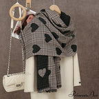 Winter Plaid Cashmere Poncho Tassel Scarf - Luxury Warm Thickened Unisex
