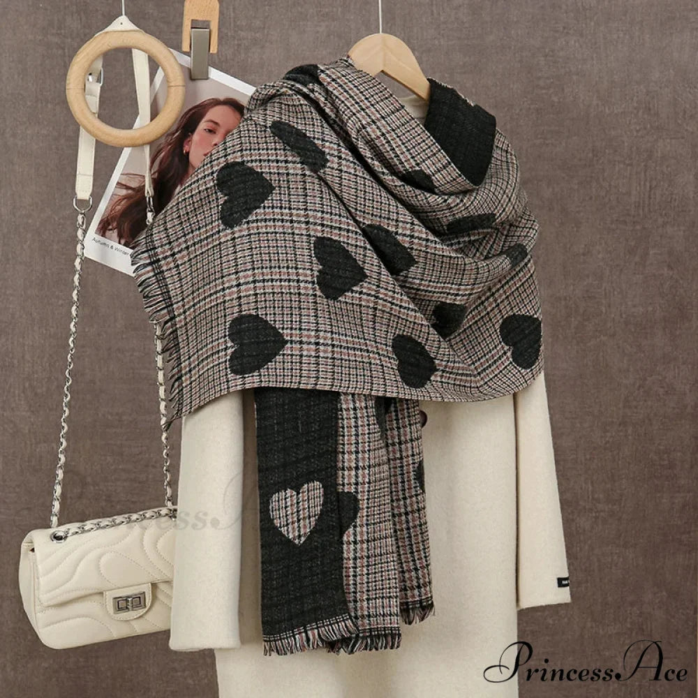 Winter Plaid Cashmere Poncho Tassel Scarf - Luxury Warm Thickened Unisex