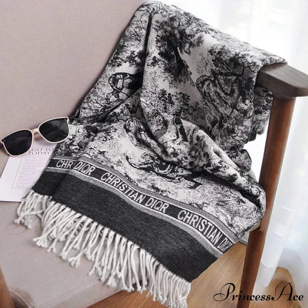 Winter Plaid Cashmere Poncho Tassel Scarf - Luxury Warm Thickened Unisex