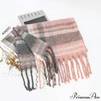 Winter Plaid Cashmere Poncho Tassel Scarf - Luxury Warm Thickened Unisex