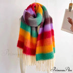 Winter Plaid Cashmere Poncho Tassel Scarf - Luxury Warm Thickened Unisex