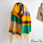 Winter Plaid Cashmere Poncho Tassel Scarf - Luxury Warm Thickened Unisex