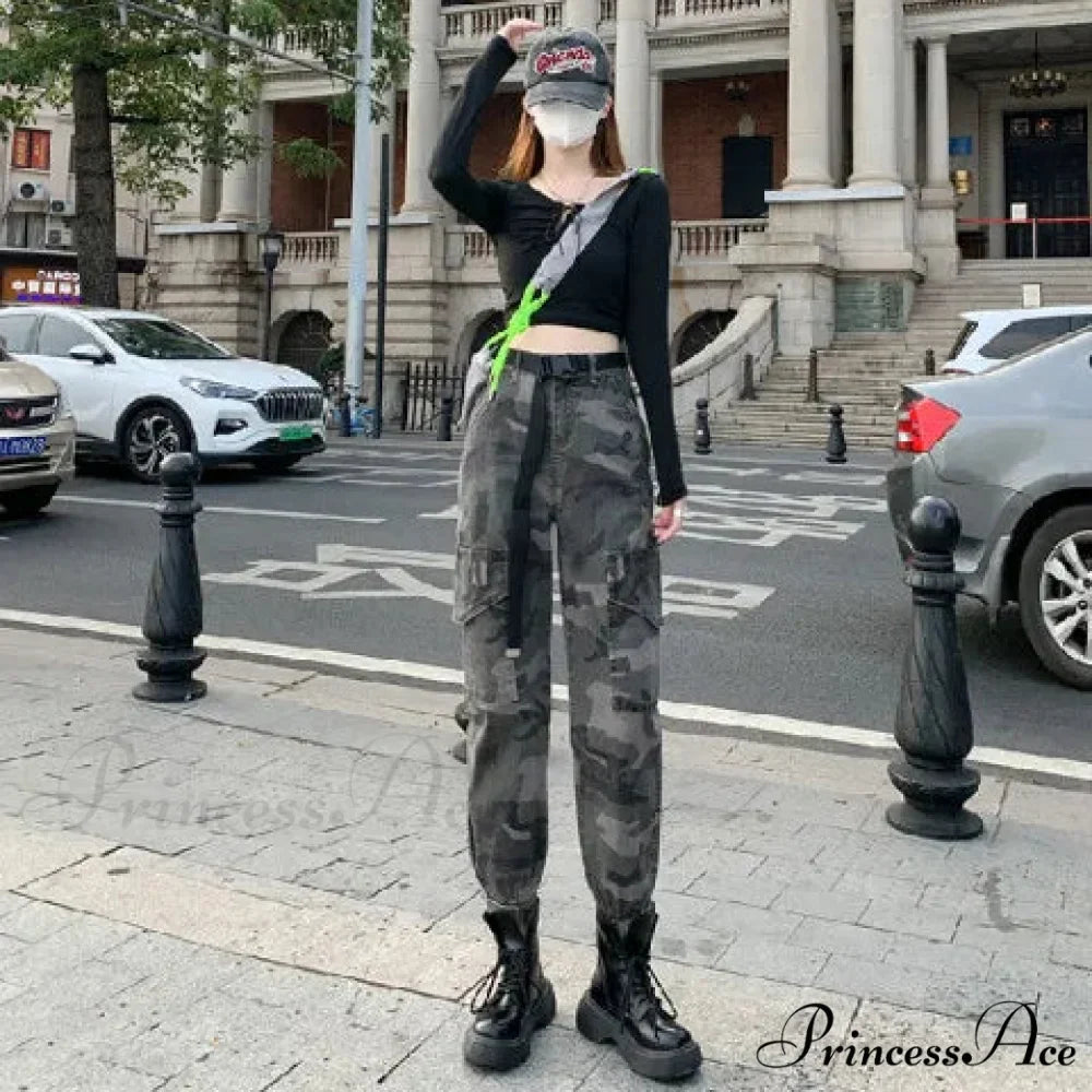 Winter Thick Warm Vintage Elastic Waist Wide Leg Loose Casual Denim Harem Denim Jean