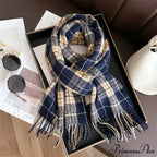 Winter Warm Cashmere-Like Plaid Blanket Wrap Scarf for Women