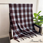 Winter Warm Cashmere-Like Plaid Blanket Wrap Scarf for Women