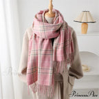Winter Warm Cashmere-Like Plaid Blanket Wrap Scarf for Women