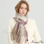 Winter Warm Colorful Cashmere Like Thick Pashmina Tassels Plaid Scarf