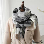 Winter Warm Colorful Cashmere Like Thick Pashmina Tassels Plaid Scarf