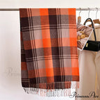 Winter Warm Colorful Cashmere Like Thick Pashmina Tassels Plaid Scarf