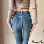 Winter Warm Plush Stretch Thermal Fleece Retro Thicken High Waist Jean