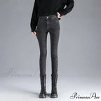 Winter Warm Thick Velvet High Skinny Slim Stretch Pencil Denim Jean