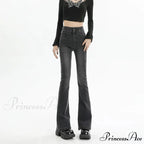 Winter Women's Plus Velvet Warm Black Flare Vintage High Waist Harajuku Streetwear Wide Leg Straight Denim Trousers Y2K Pa Jean