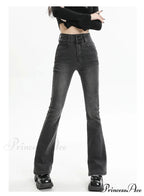 Winter Women's Plus Velvet Warm Black Flare Vintage High Waist Harajuku Streetwear Wide Leg Straight Denim Trousers Y2K Pa Jean