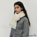 Winter Wool Blend Elegant Minimalist Two Color Splicing Scarf