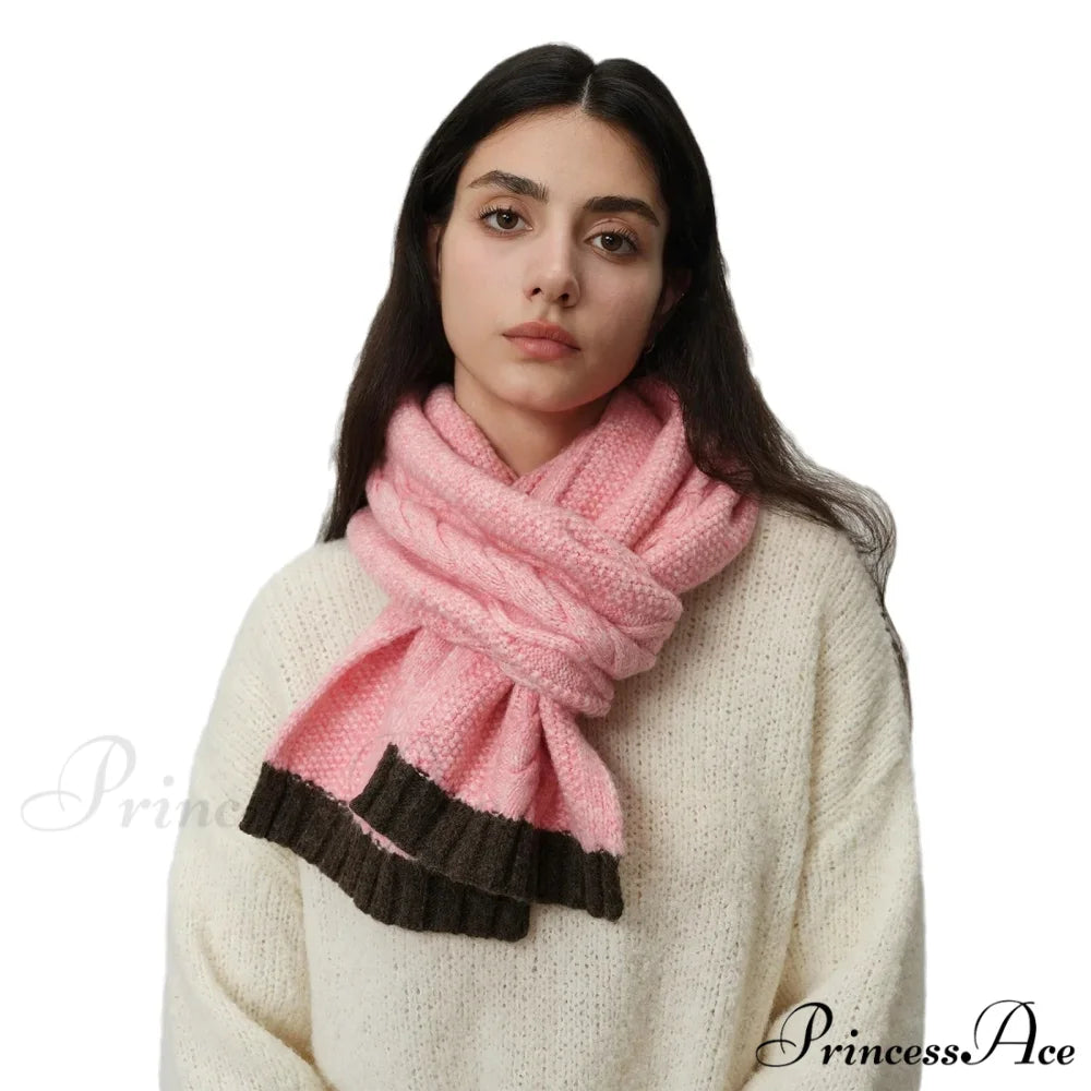 Winter Wool Blend Elegant Minimalist Two Color Splicing Scarf