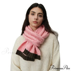 Winter Wool Blend Elegant Minimalist Two Color Splicing Scarf