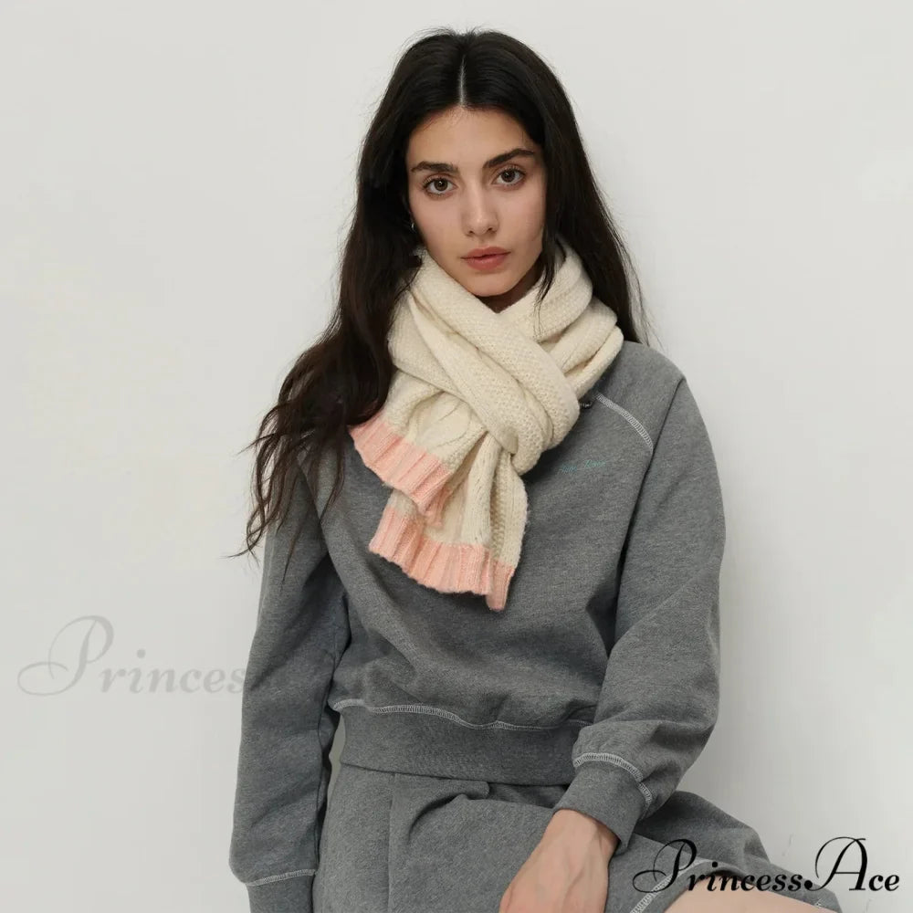 Winter Wool Blend Elegant Minimalist Two Color Splicing Scarf