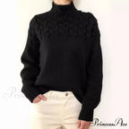 Wired Cable Knit High Neck Monochrome Jumper
