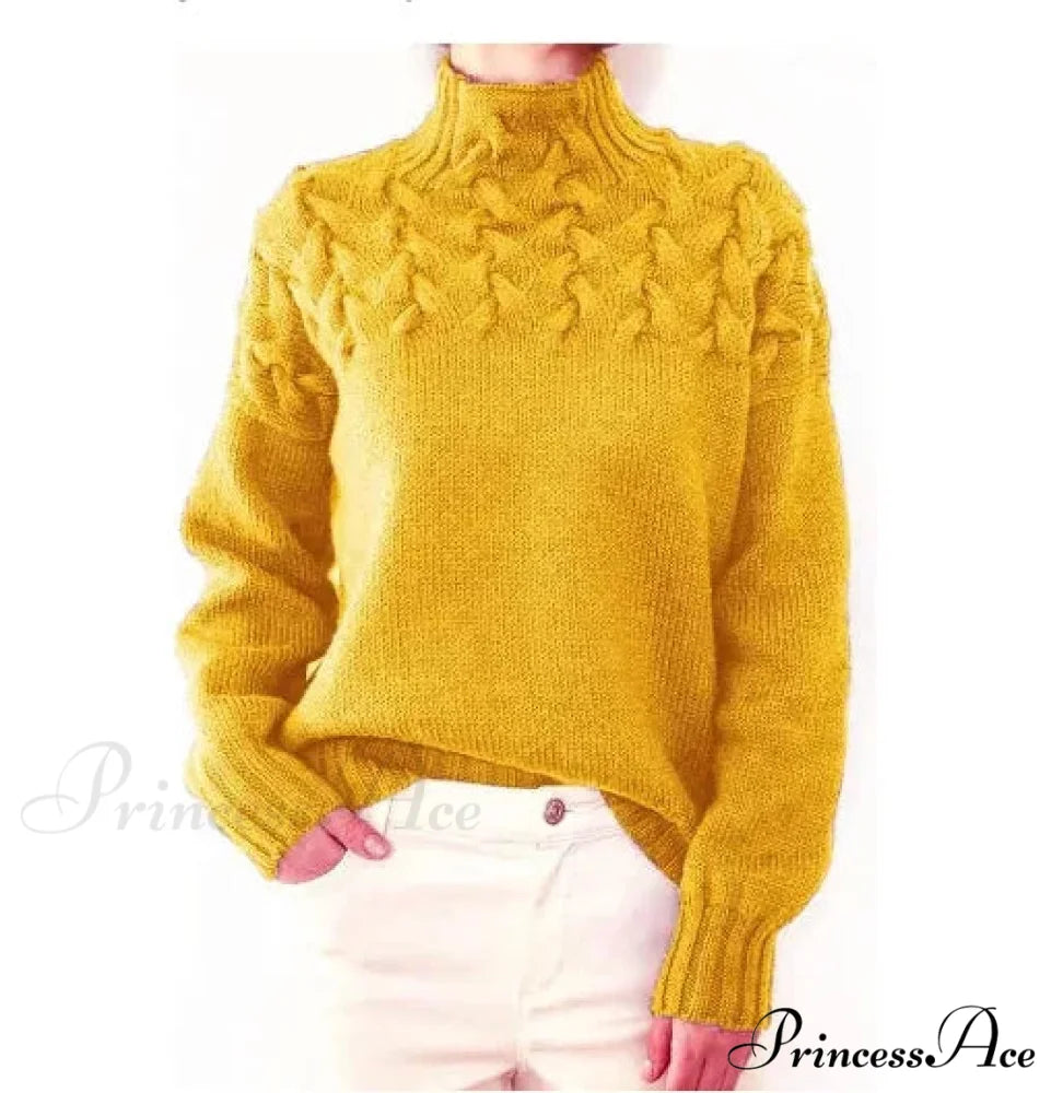 Wired Cable Knit High Neck Monochrome Jumper