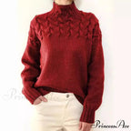 Wired Cable Knit High Neck Monochrome Jumper