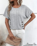 with Button Batwing Tee Arm Detail