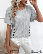 with Button Batwing Tee Arm Detail