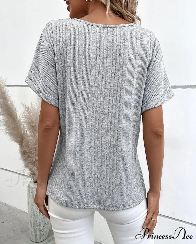 with Button Batwing Tee Arm Detail