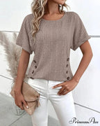 with Button Batwing Tee Arm Detail