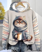 with Long-sleeved hoodie cat pattern