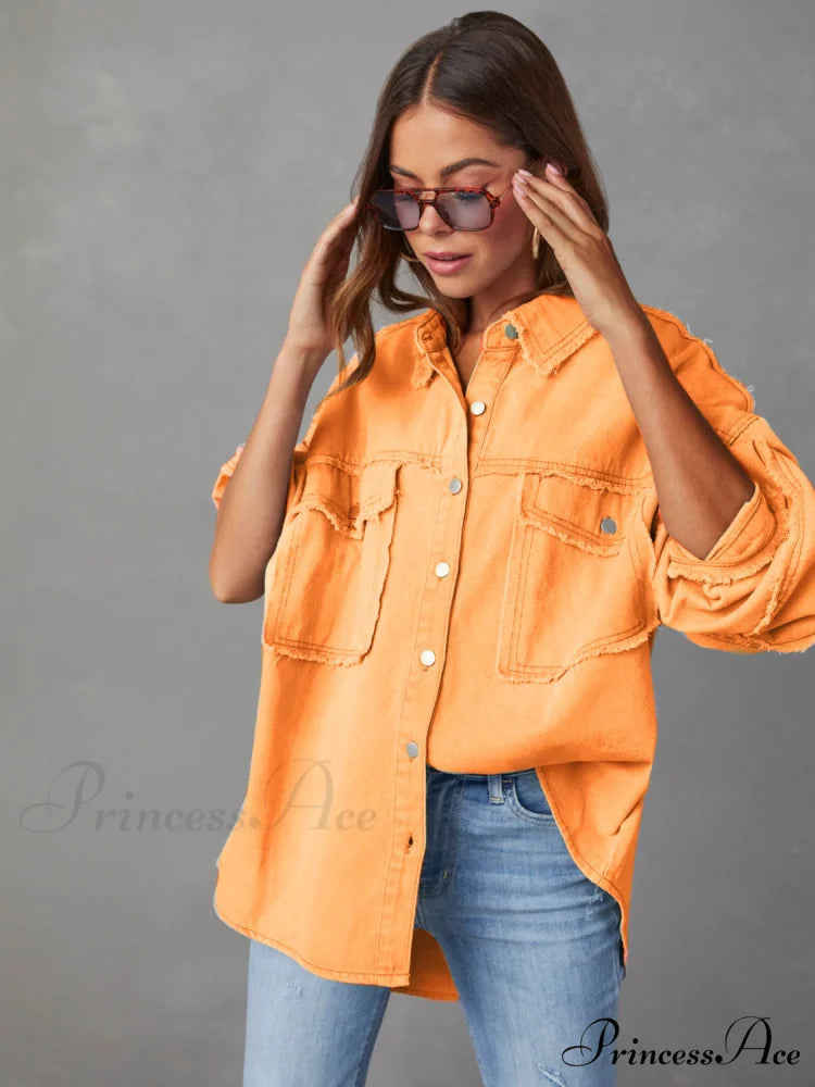 with Raw Jacket Dropped Hem Shoulder