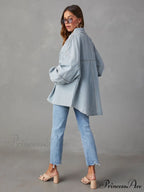 with Raw Jacket Dropped Hem Shoulder