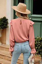 with Ruffled Long Top Arm Round Neck