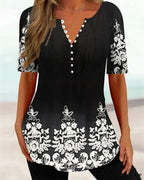 with T-shirt V-neck short printed sleeves